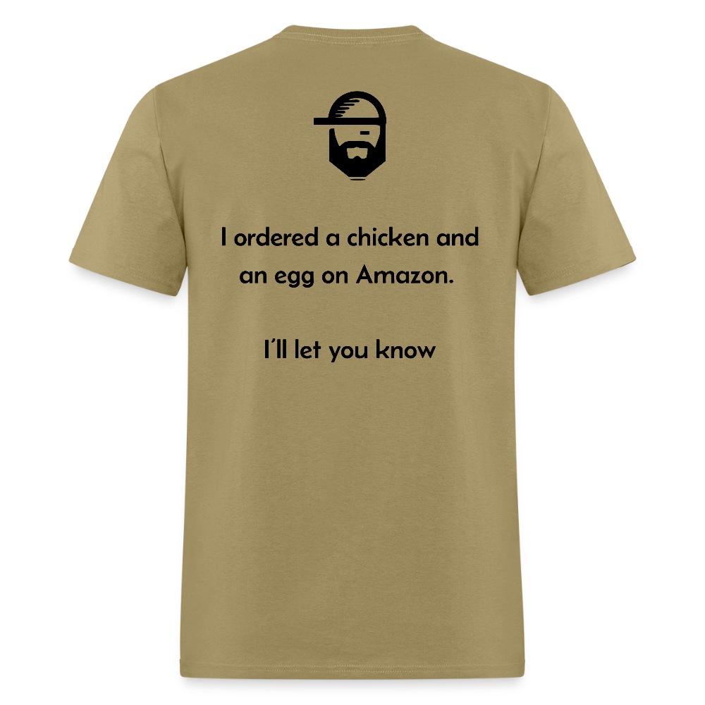 chicken or the egg dad joke shirt - khaki