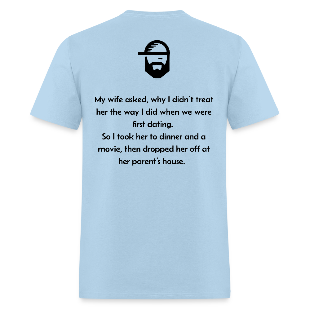 first dating dad joke shirt - powder blue