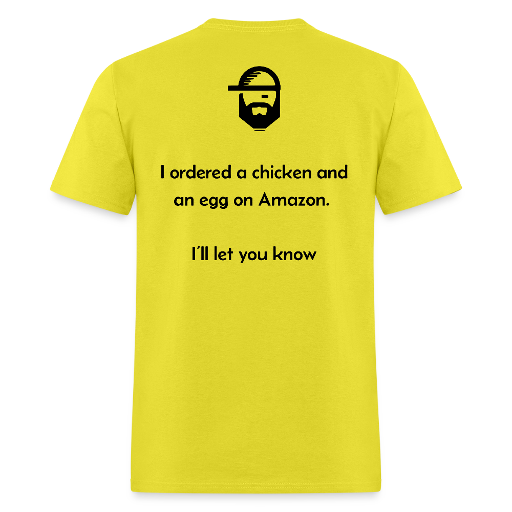 chicken or the egg dad joke shirt - yellow