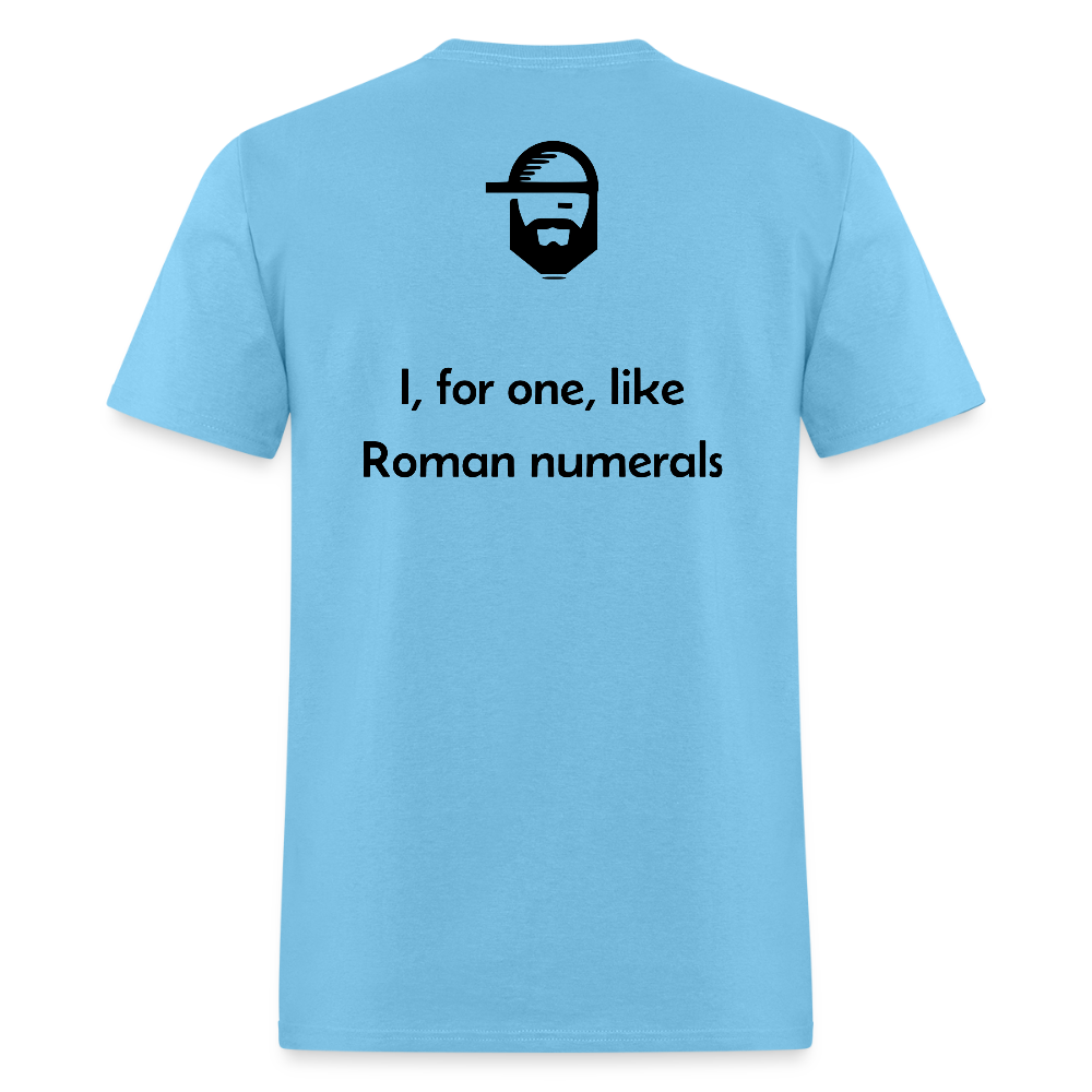 roman numerals dad joke shirt - aquatic blue