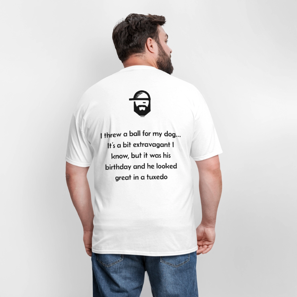 ball for my dog dad joke shirt - white