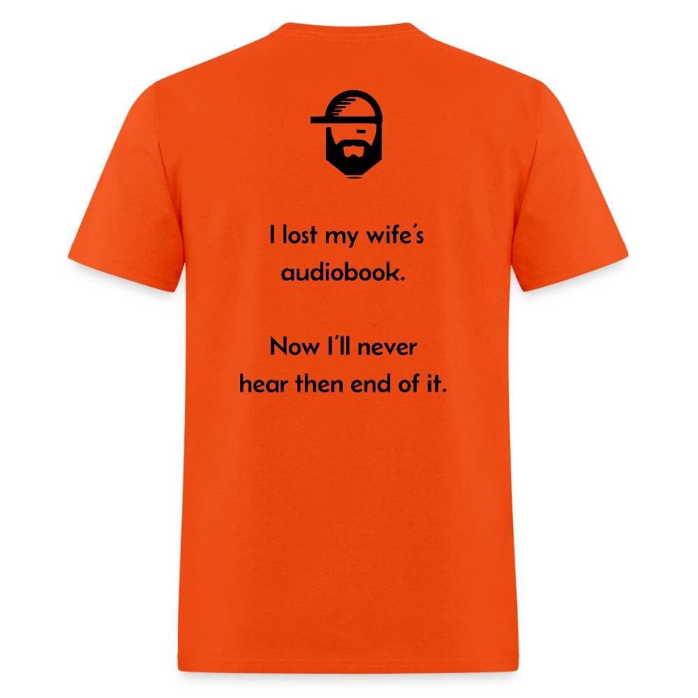 audiobook dad joke shirt - orange