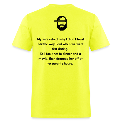 First Dating Dad Joke Shirt - safety green