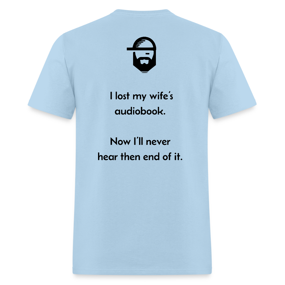 audiobook dad joke shirt - powder blue
