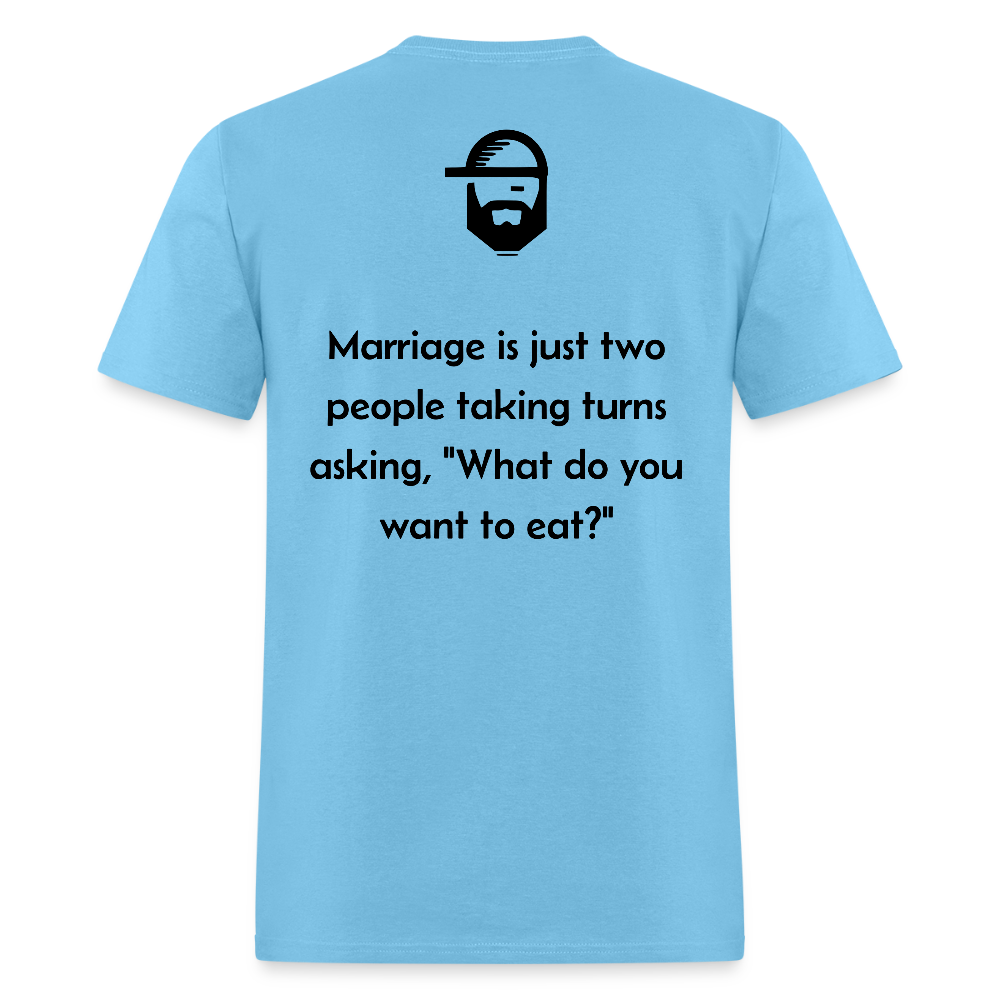 marriage dad joke shirt - aquatic blue
