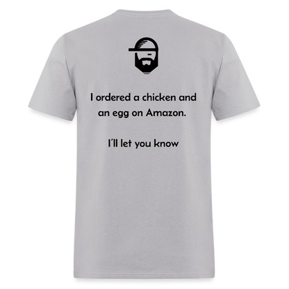 Chicken Or The Egg Dad Joke Shirt - gravel 