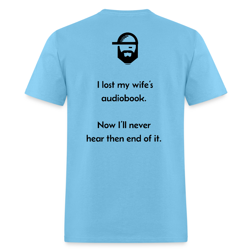 audiobook dad joke shirt - aquatic blue