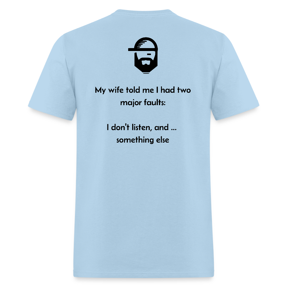 faults dad joke shirt - powder blue
