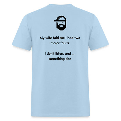 Faults Dad Joke Shirt - powder blue