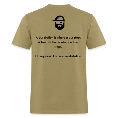 Workstation Dad Joke Shirt - khaki