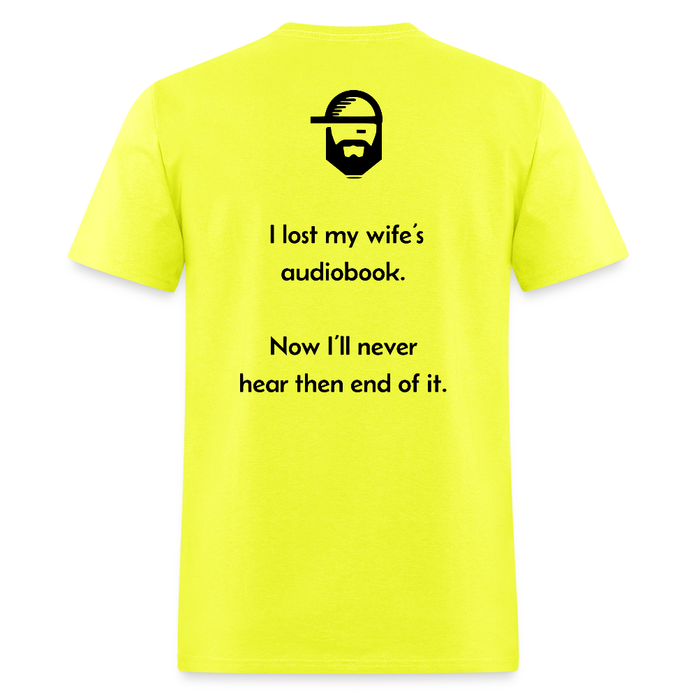 audiobook dad joke shirt - safety green