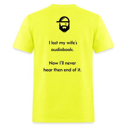 Audiobook Dad Joke Shirt - safety green