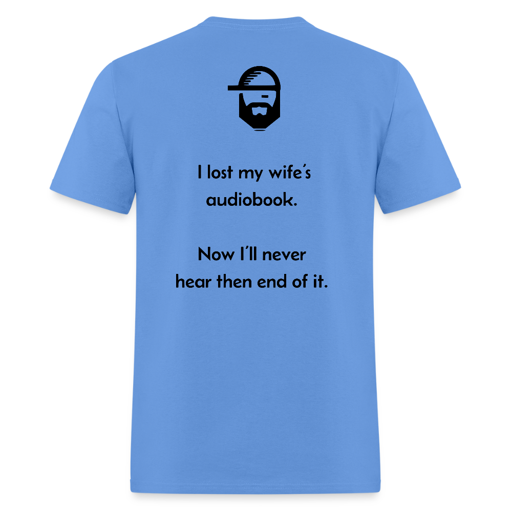 audiobook dad joke shirt - carolina blue