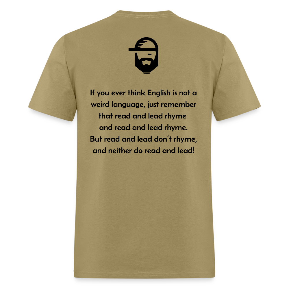 english is weird dad joke shirt - khaki