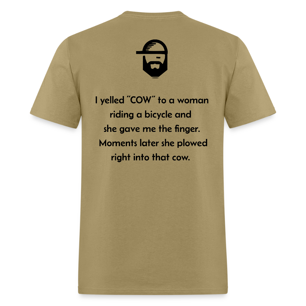 cow dad joke shirt - khaki