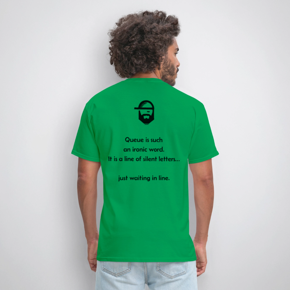 queue dad joke shirt - bright green