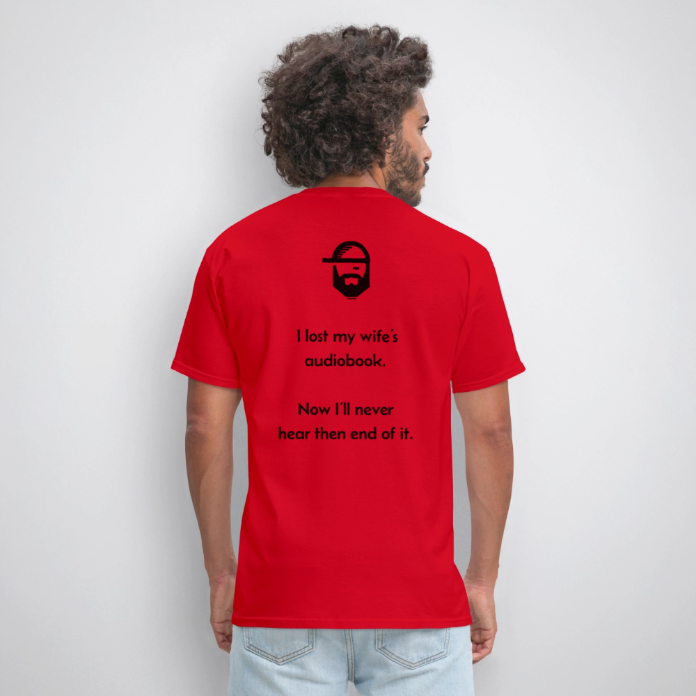 audiobook dad joke shirt - red