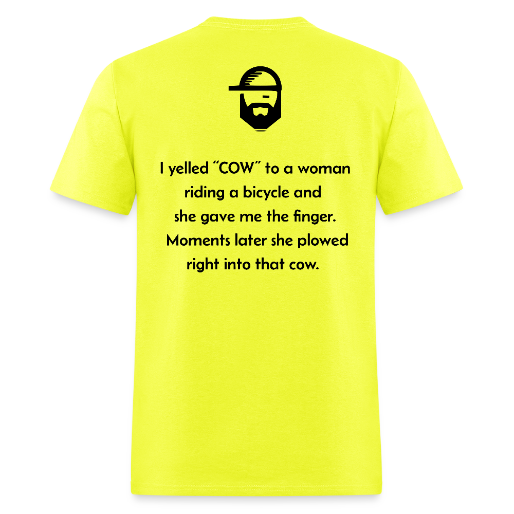 cow dad joke shirt - safety green