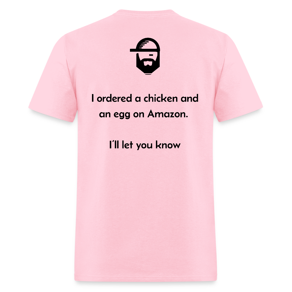 chicken or the egg dad joke shirt - pink
