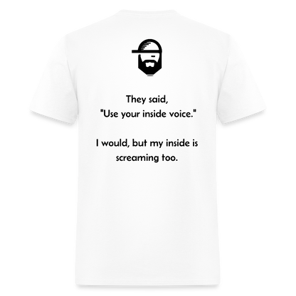 Inside Voice Dad Joke Shirt - white