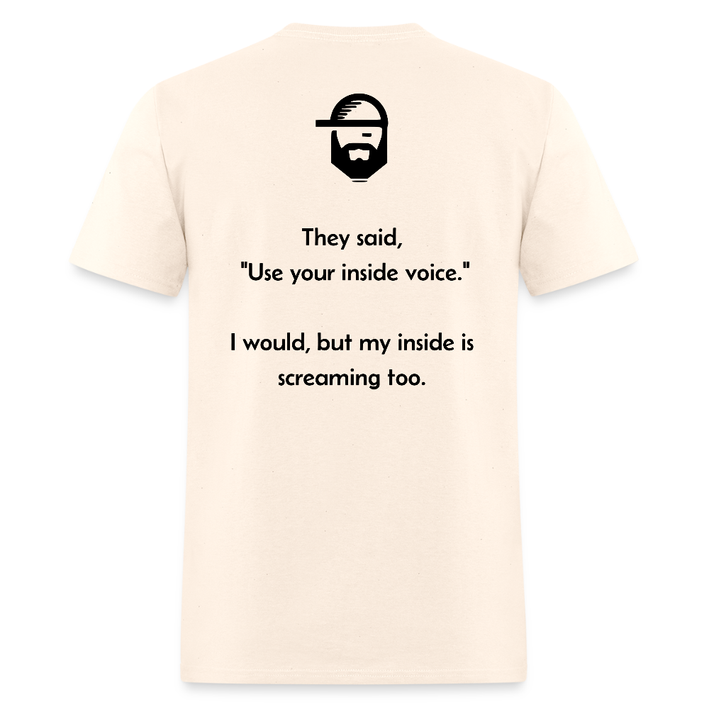 inside voice dad joke shirt - natural