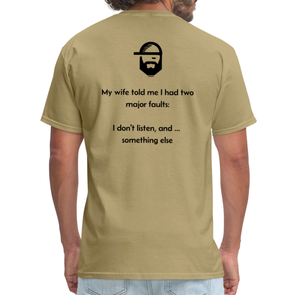 faults dad joke shirt - khaki