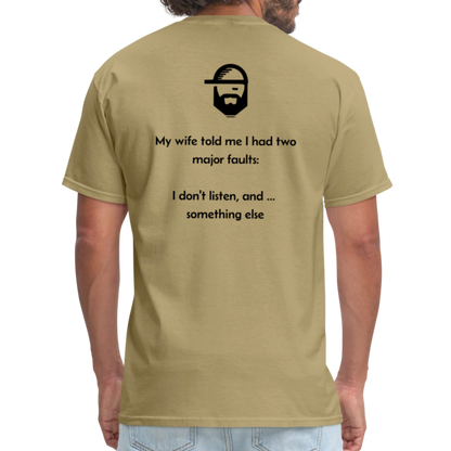 Faults Dad Joke Shirt - khaki