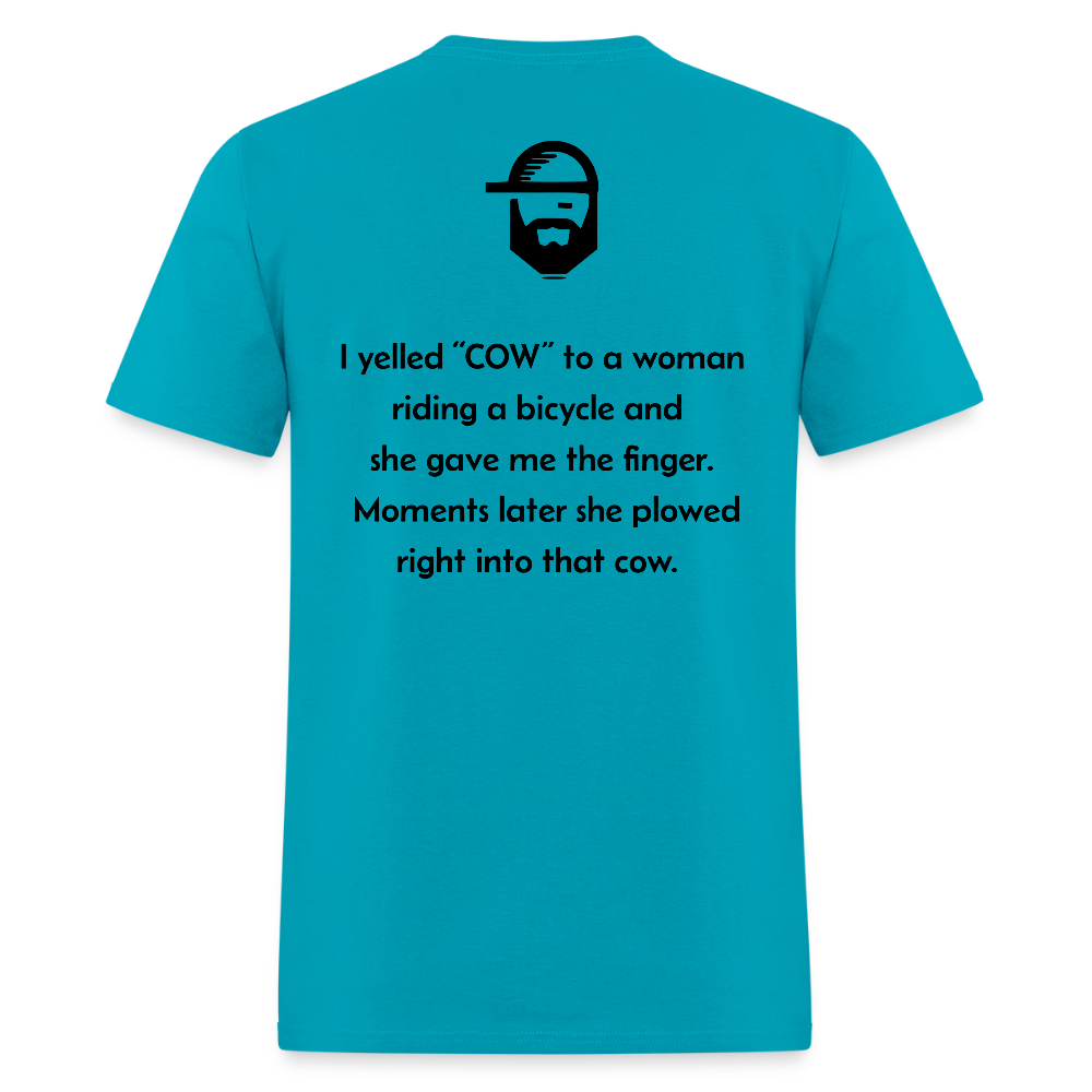 cow dad joke shirt - turquoise