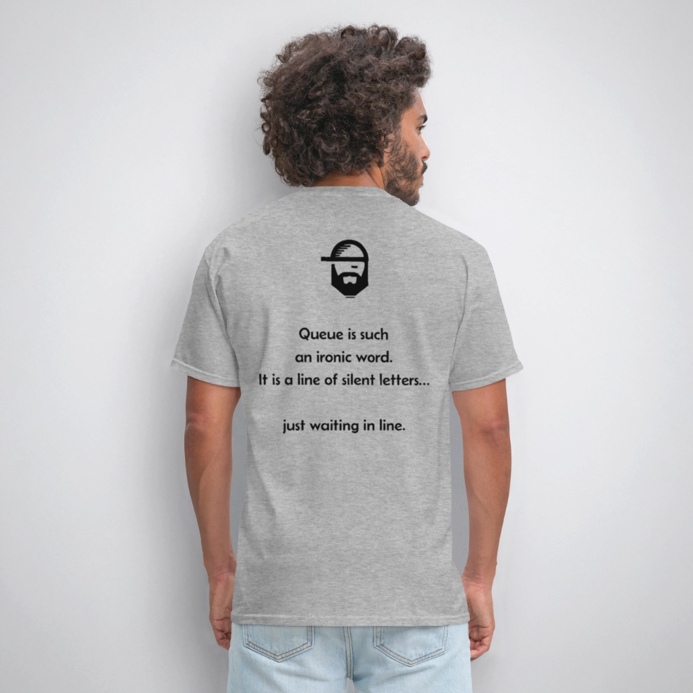 queue dad joke shirt - heather gray