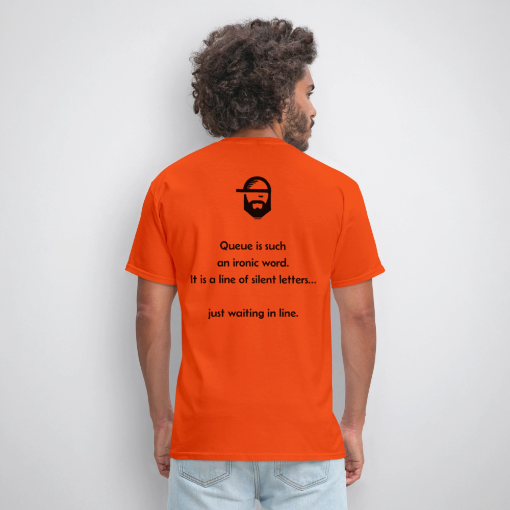 queue dad joke shirt - orange