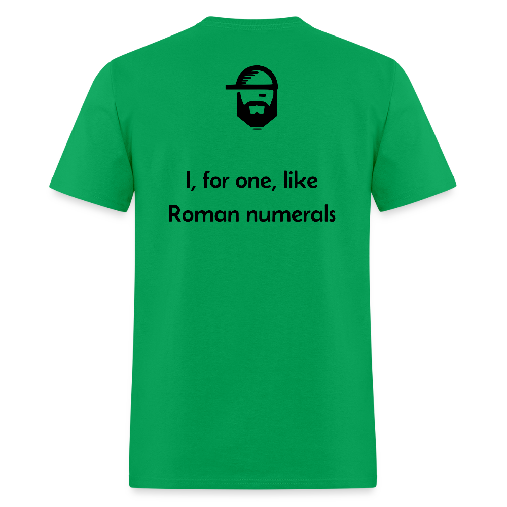 roman numerals dad joke shirt - bright green