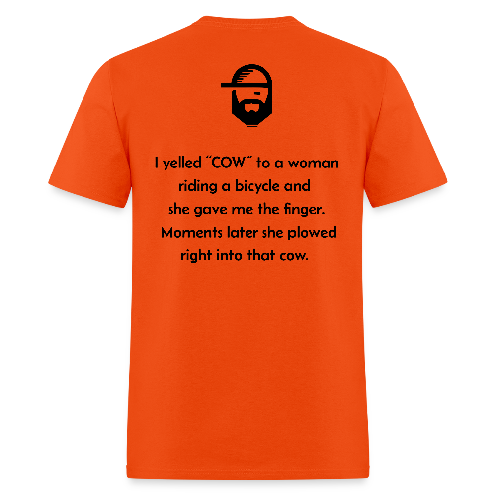 cow dad joke shirt - orange