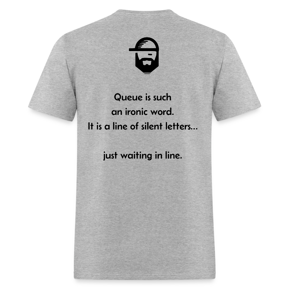 queue dad joke shirt - heather gray