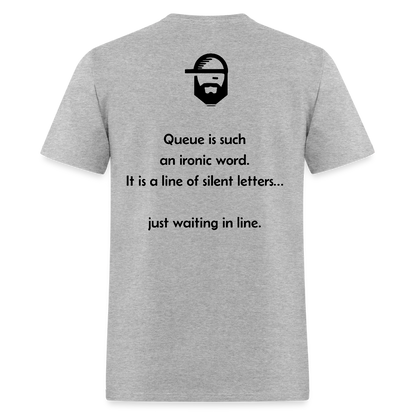 Queue Dad Joke Shirt - heather gray