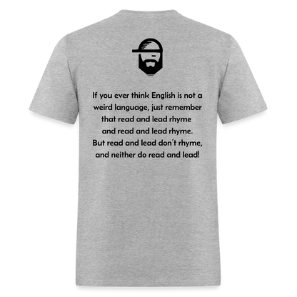 English is Weird Dad Joke Shirt - heather gray