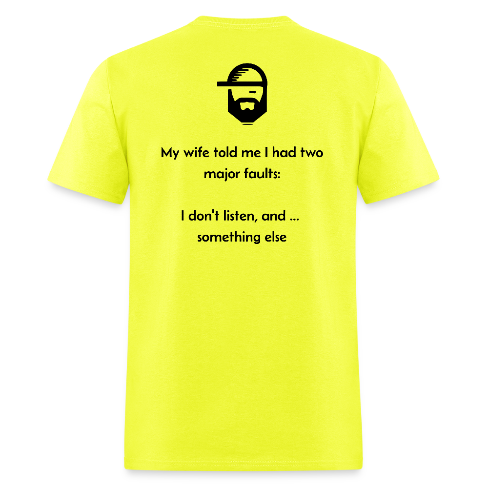 faults dad joke shirt - safety green