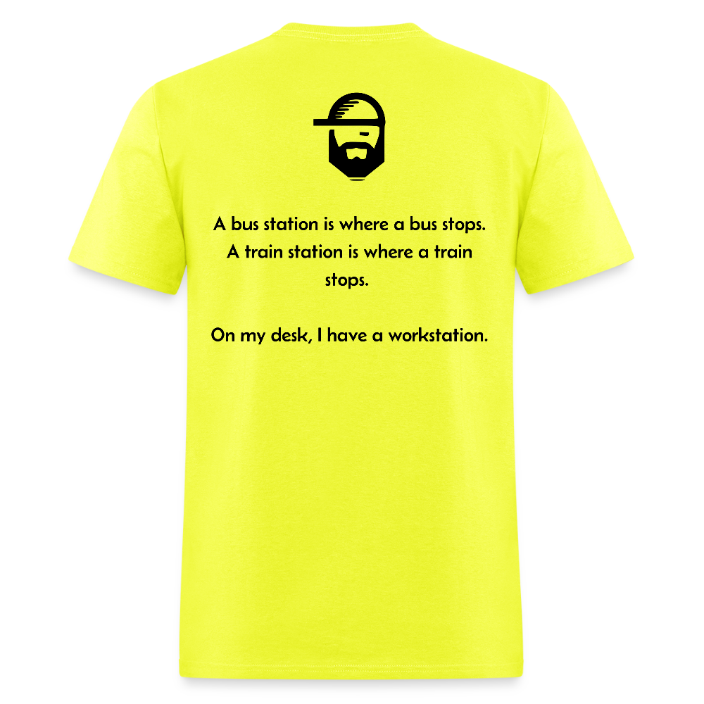 workstation dad joke shirt - safety green
